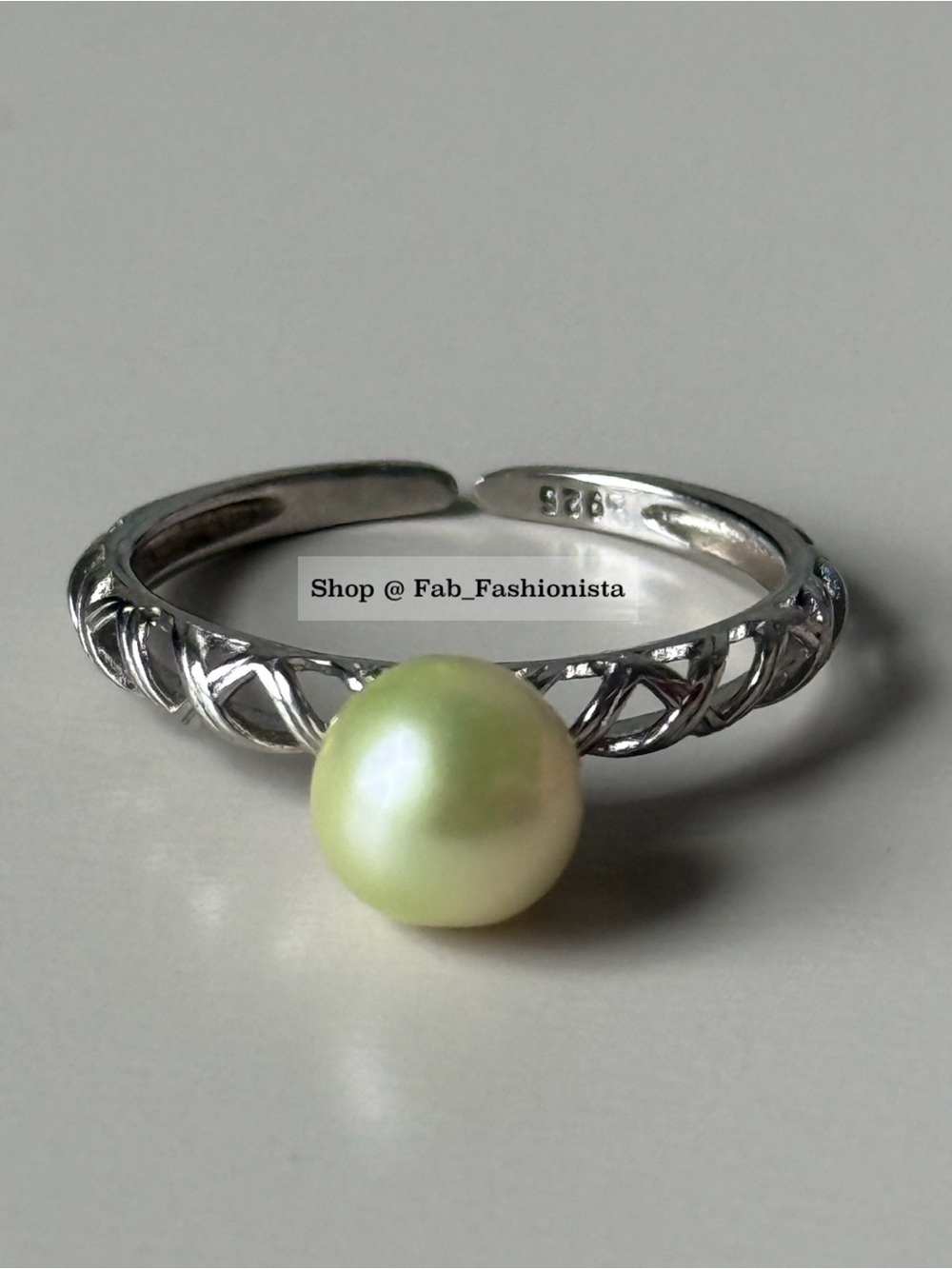 Sterling Silver Pearl Ring ombré green